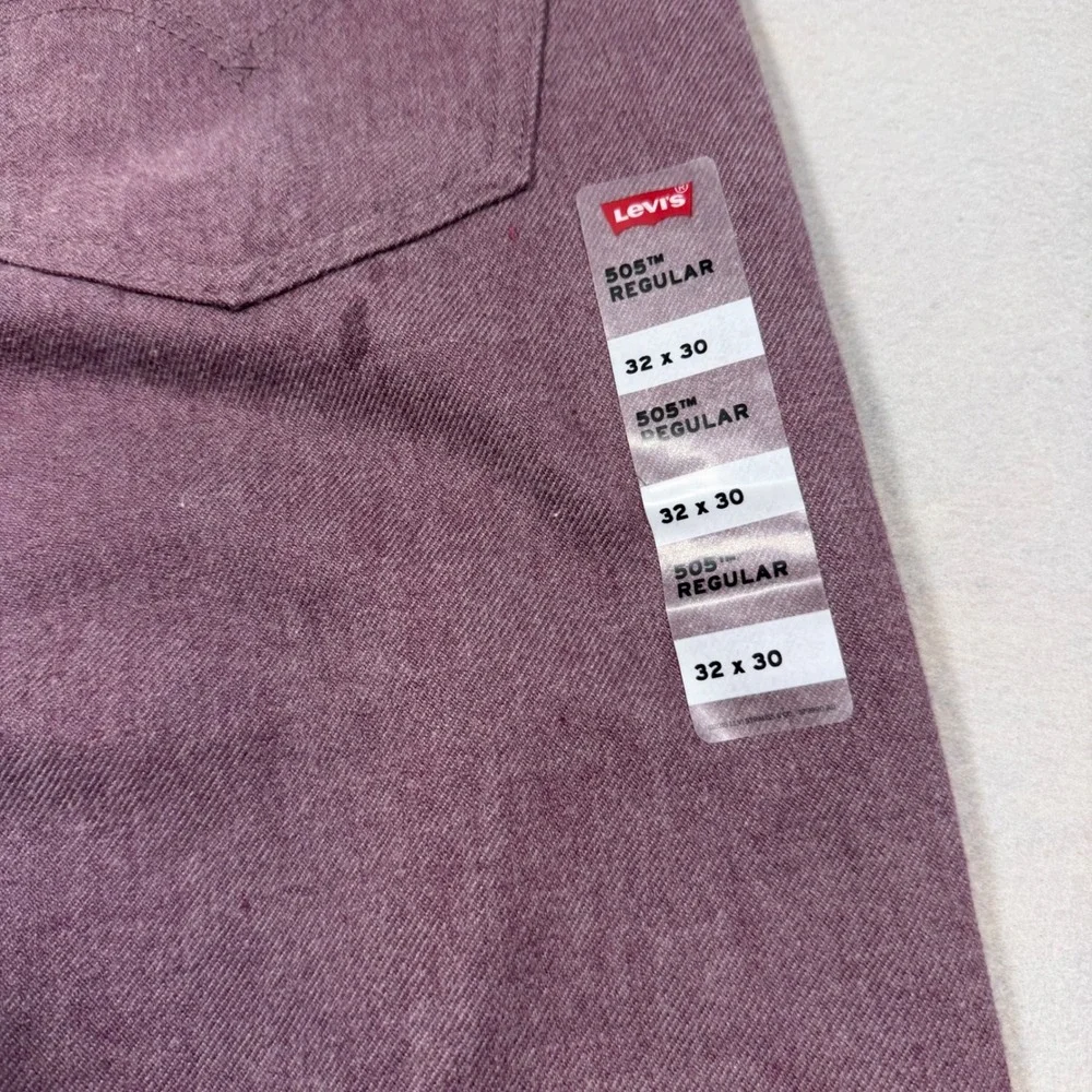 Levis 505 Regular Fit Stretch Pants Mens 32x30 Purple Straight Leg 005051078